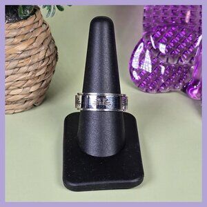 Cat Face Engraved Stainless Steel Spinner Ring Size 10 (NWOT)